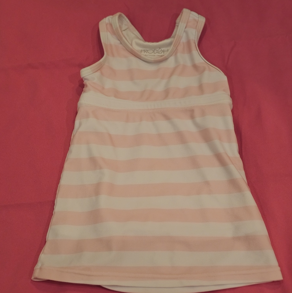 Prodoh Girl's Court to Port Swimdress in Rose Shadow Stripe 12 months